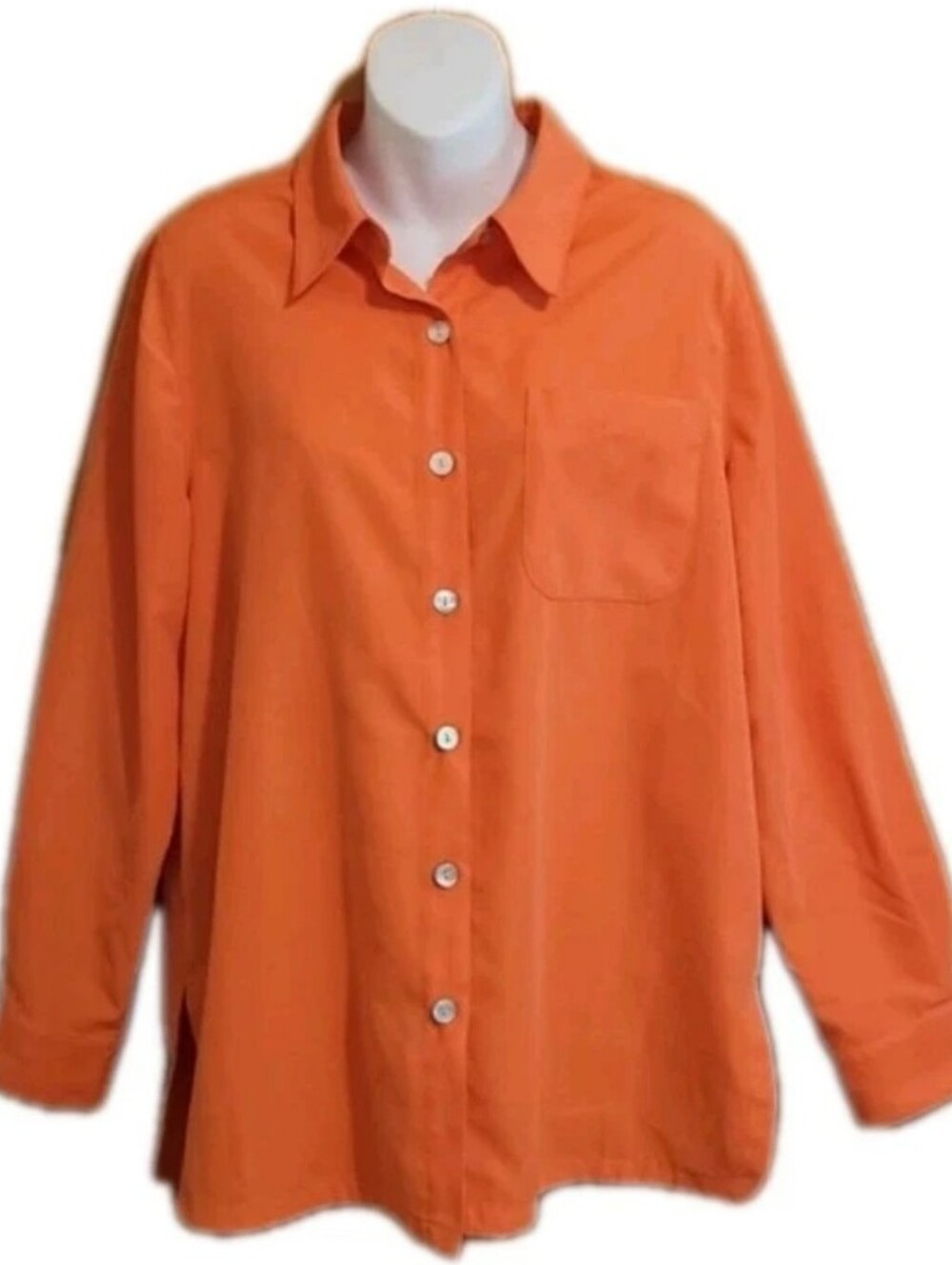 TravelSmith Long Sleeve Button Down Orange Wrinkle-Free Womens Size Medium